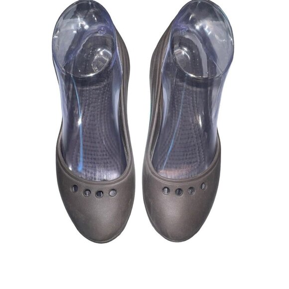 CROCS Women's Tone Skylar Flat Size 8 Slingback Toning Shoe Brown Teal Blue - Picture 2 of 8